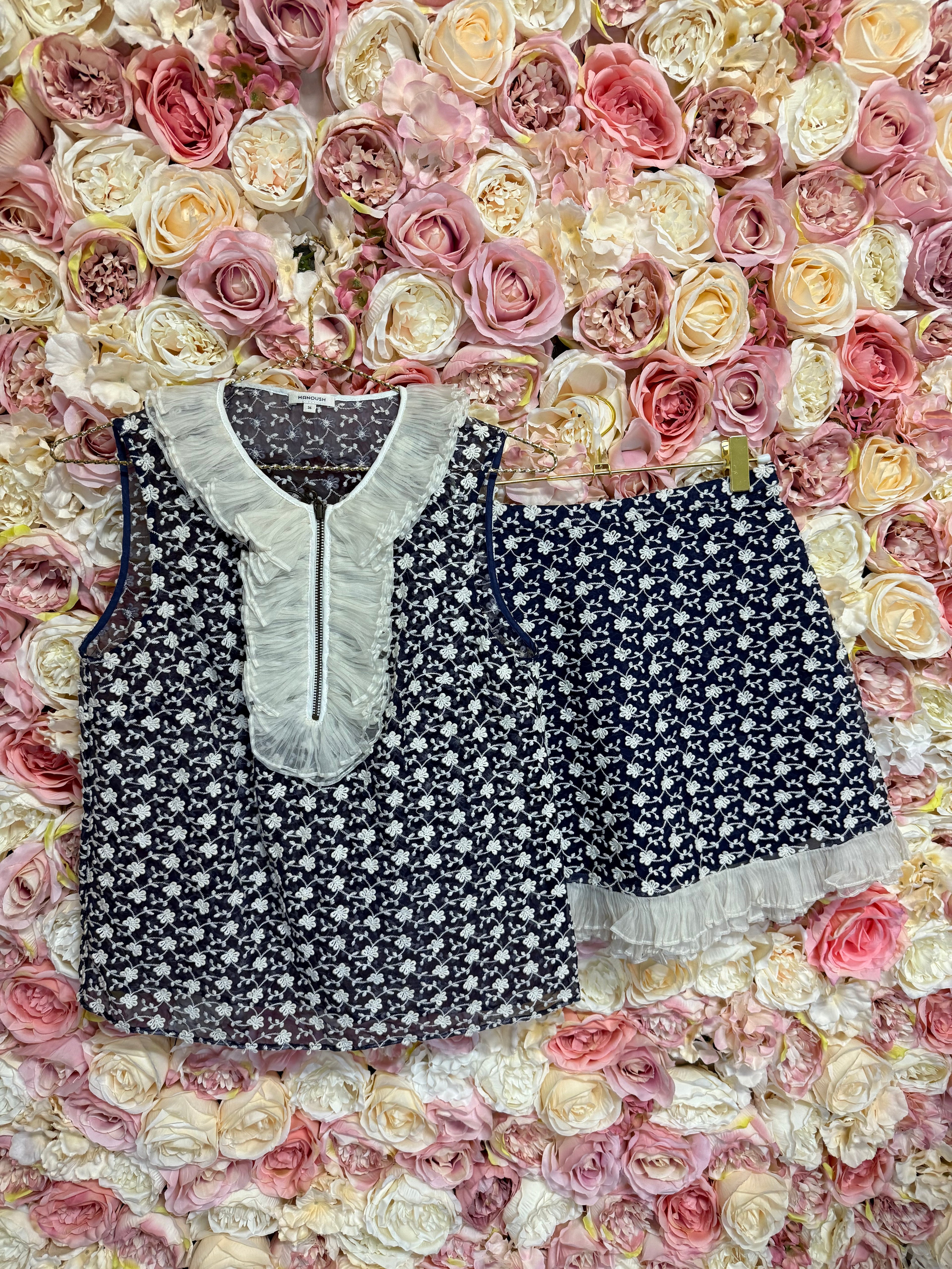 Manoush Skirt & Top Set Blue White