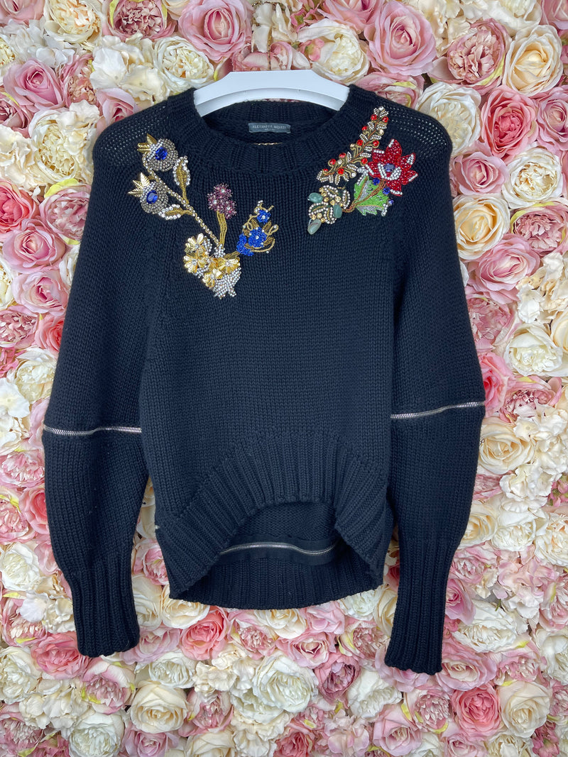 Alexander McQueen Sweater with rhinestones details Black Sz. XS