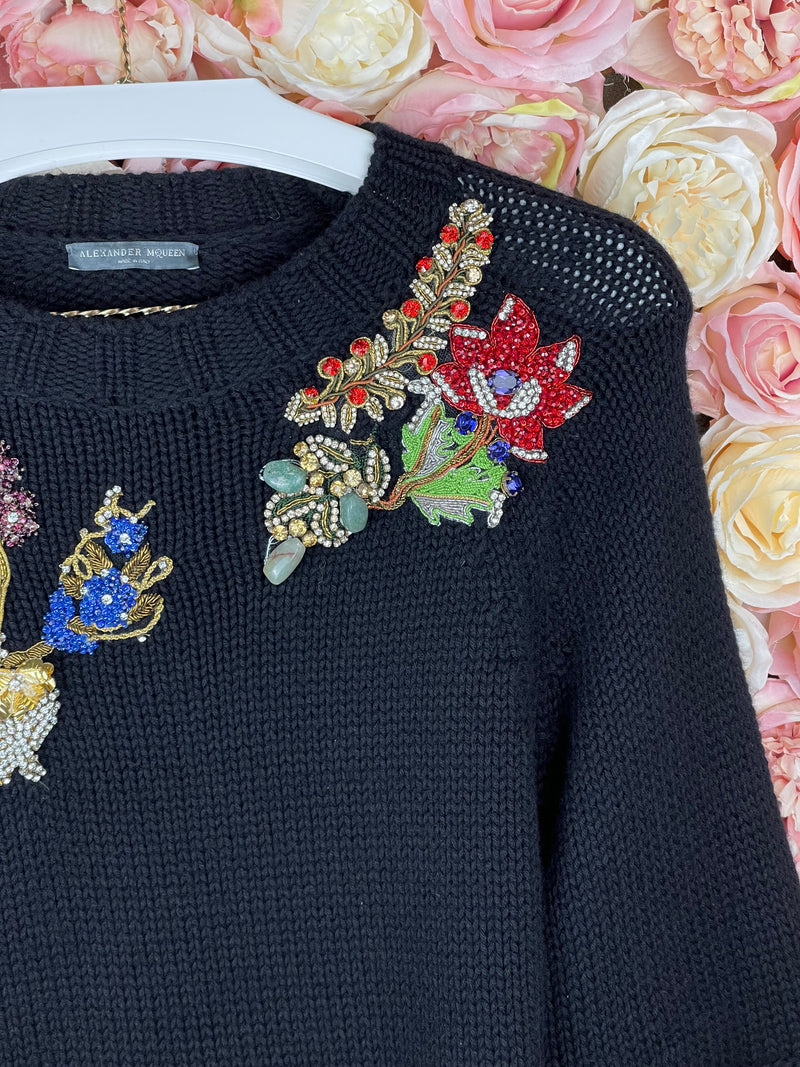 Alexander McQueen Sweater with rhinestones details Black Sz. XS