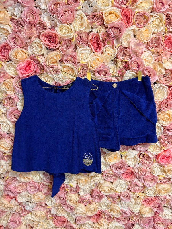 Chanel Coco Beach Terry Cloth Set Royal Blue