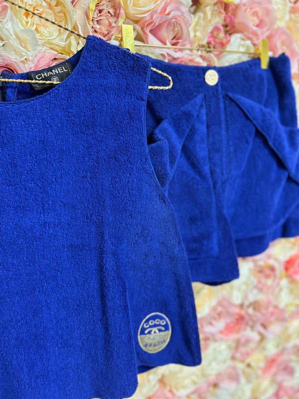 Chanel Coco Beach Terry Cloth Set Royal Blue