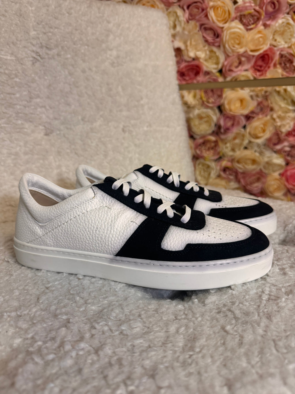 Yatay Faux Leather Sneakers White Black