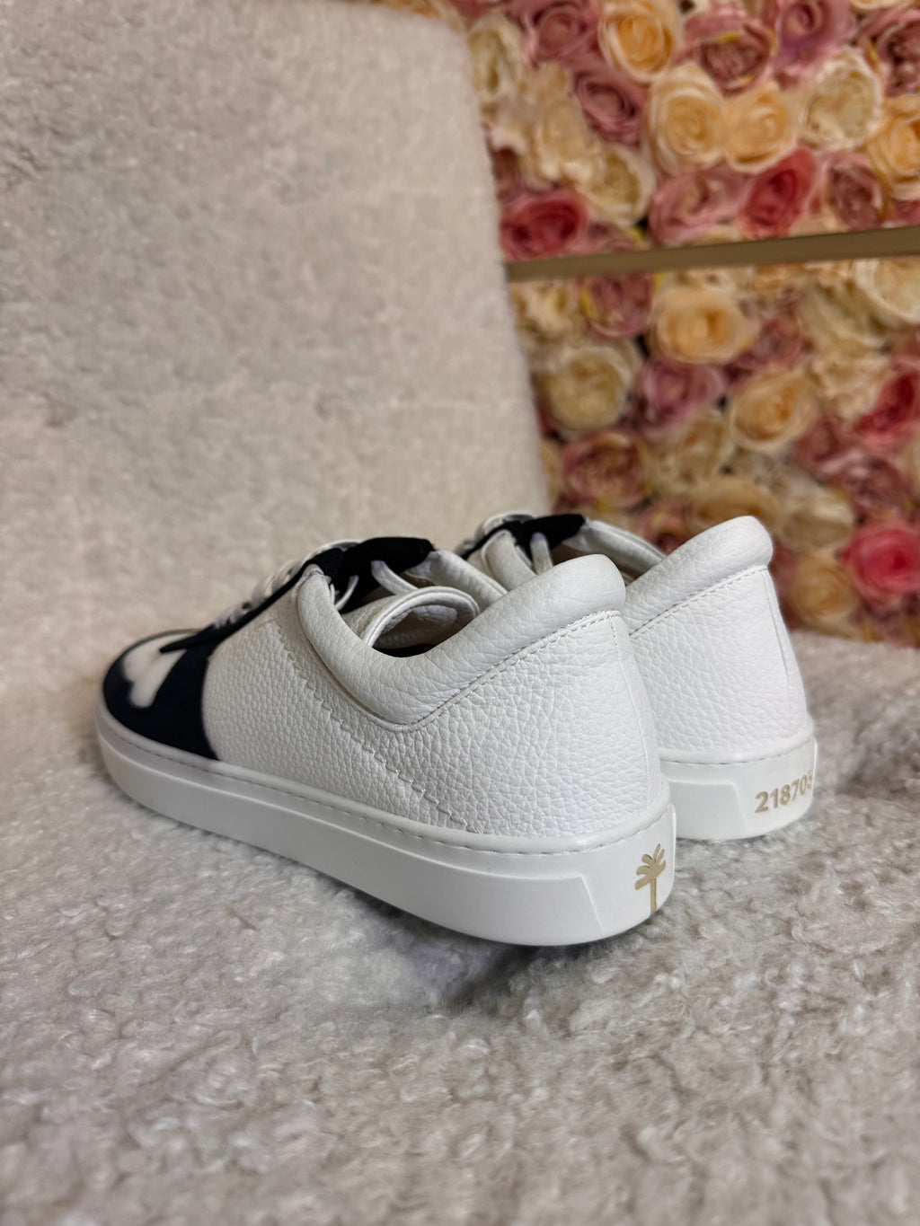 Yatay Faux Leather Sneakers White Black