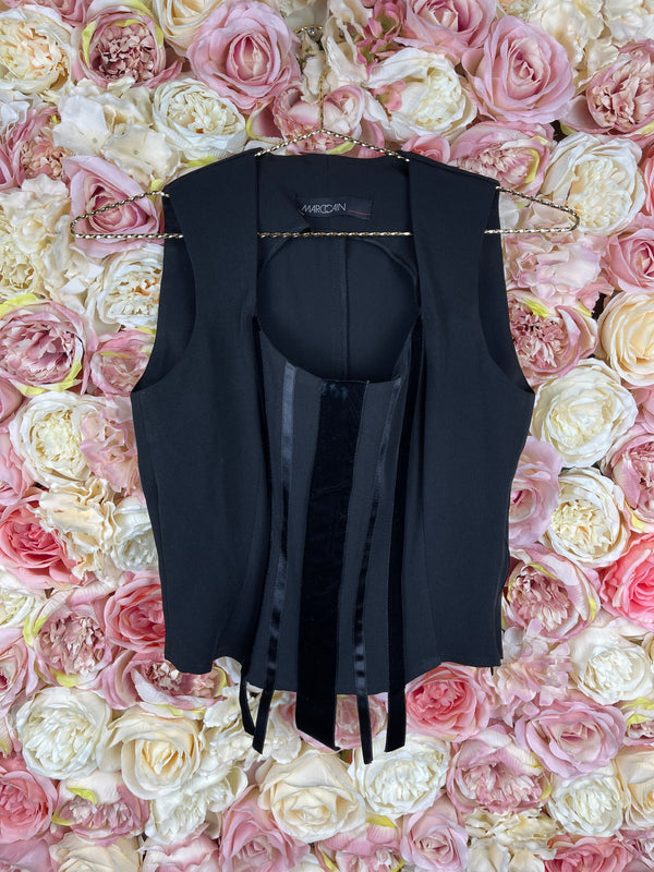 Marc Cain Top Black with Velvet Details Sz. 34 DE