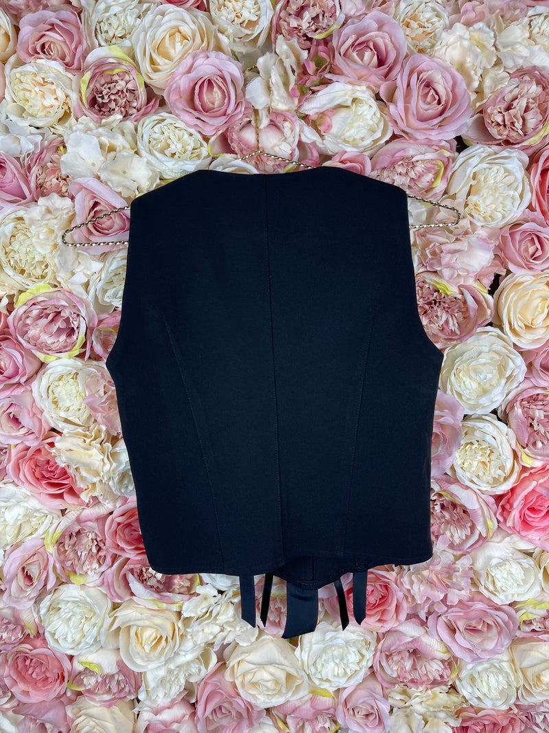 Marc Cain Top Black with Velvet Details Sz. 34 DE