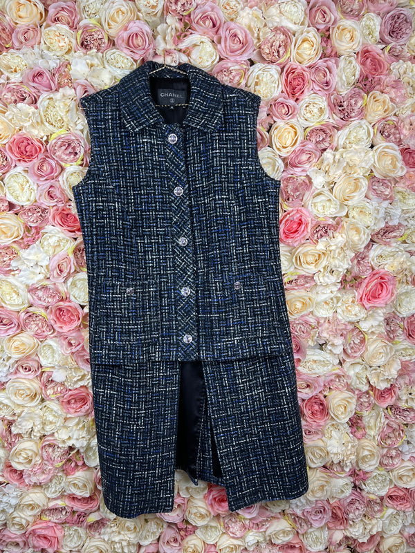 Chanel 22A Tweed Vest Blue Multi Sz. 40 DE