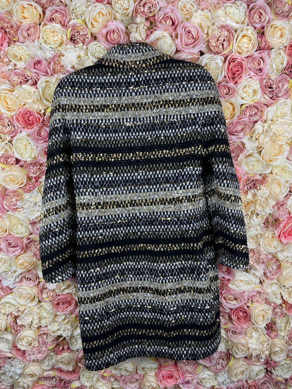 Chanel 2019 Paris-Egypt Look 21 Sequin Tweed Jacket Gold Black Sz. 42 DE
