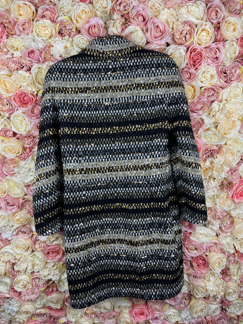 Chanel 2019 Paris-Egypt Look 21 Sequin Tweed Jacket Gold Black Sz. 42 DE