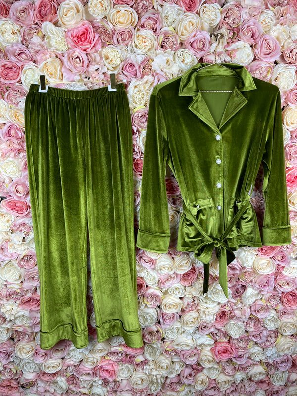 CW Design Velvet Set Green Sz. XS