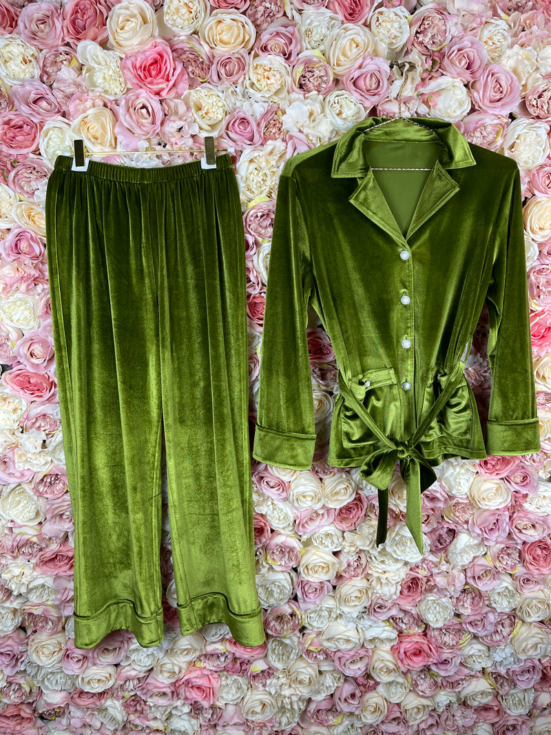 CW Design Velvet Set Green Sz. XS