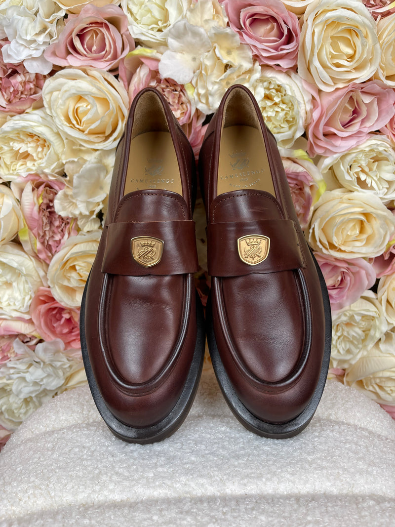 Camerlengo Leather Loafers Brown Sz. 39.5 EU