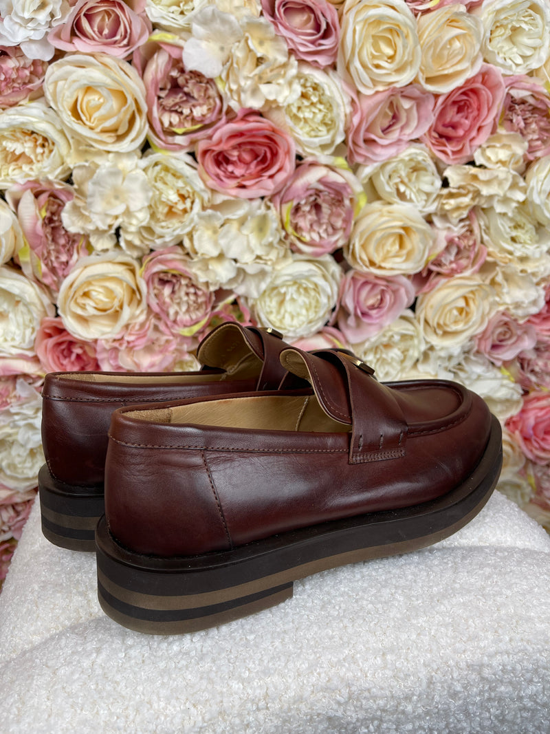 Camerlengo Leather Loafers Brown Sz. 39.5 EU