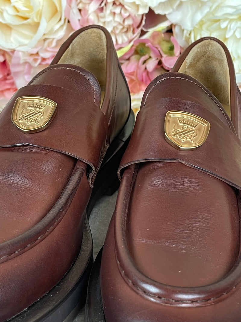 Camerlengo Leather Loafers Brown Sz. 39.5 EU