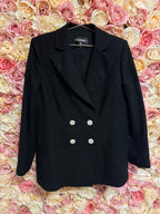 Chanel Classic Little Black Jacket with white buttons