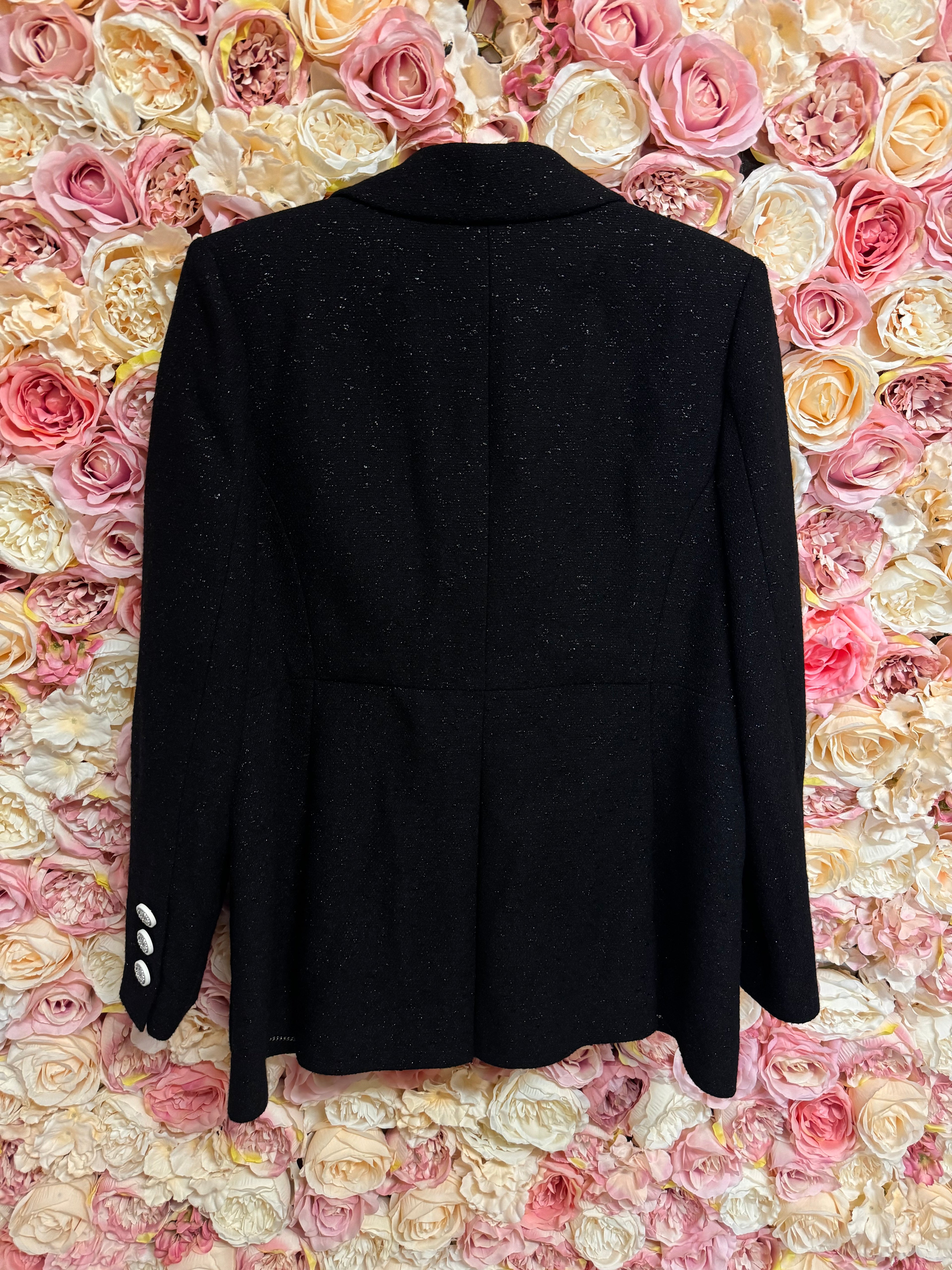 Chanel Classic Little Black Jacket with white buttons