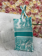 Christian Dior Book Tote Medium White Turquoise