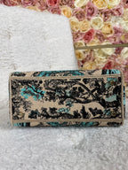 Christian Dior Medium Lady Dior Toile de Jouy Beige Turquoise
