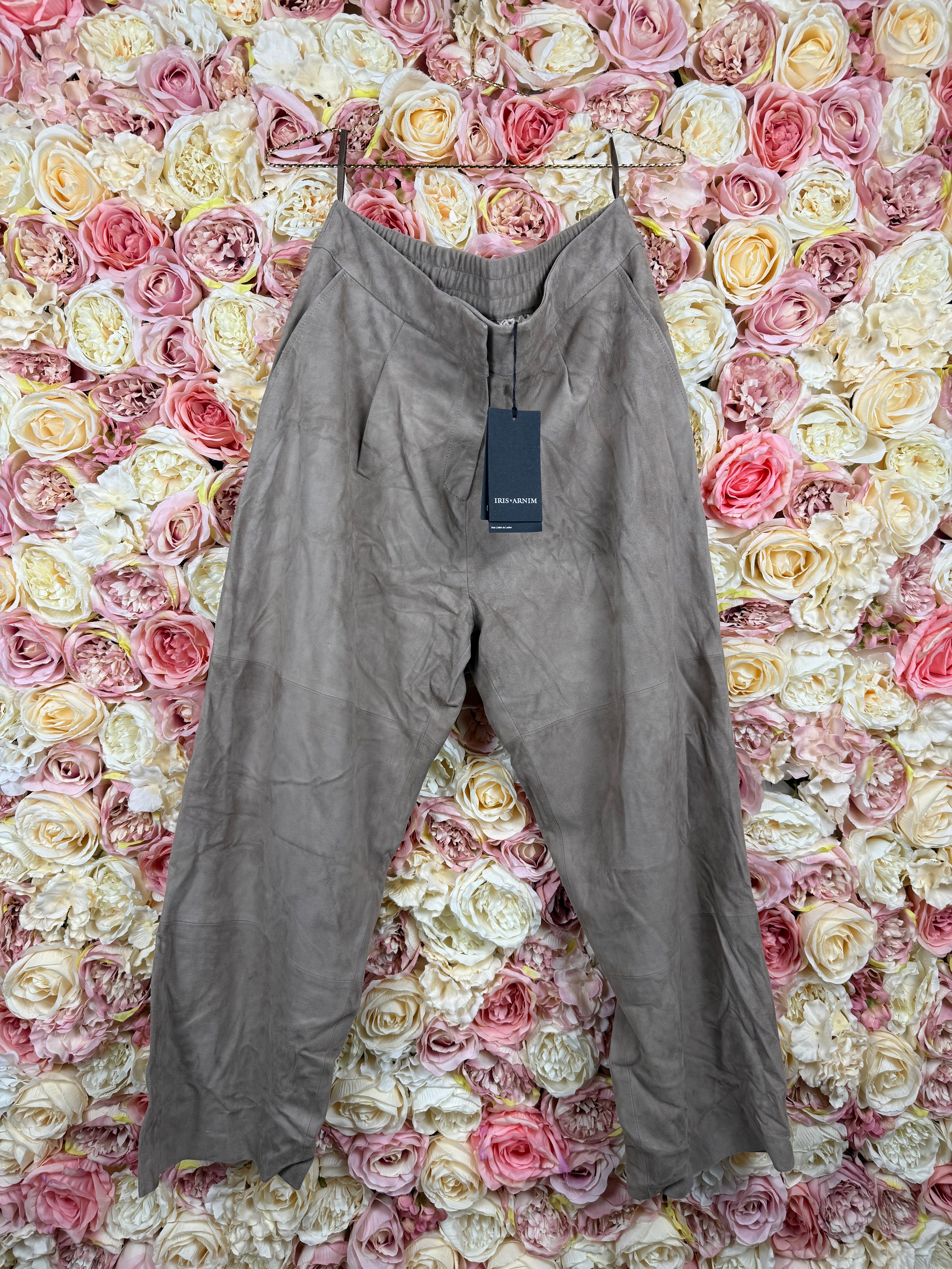 Iris von Arnim Leather Pants Grey & Taupe Sz. 42 DE