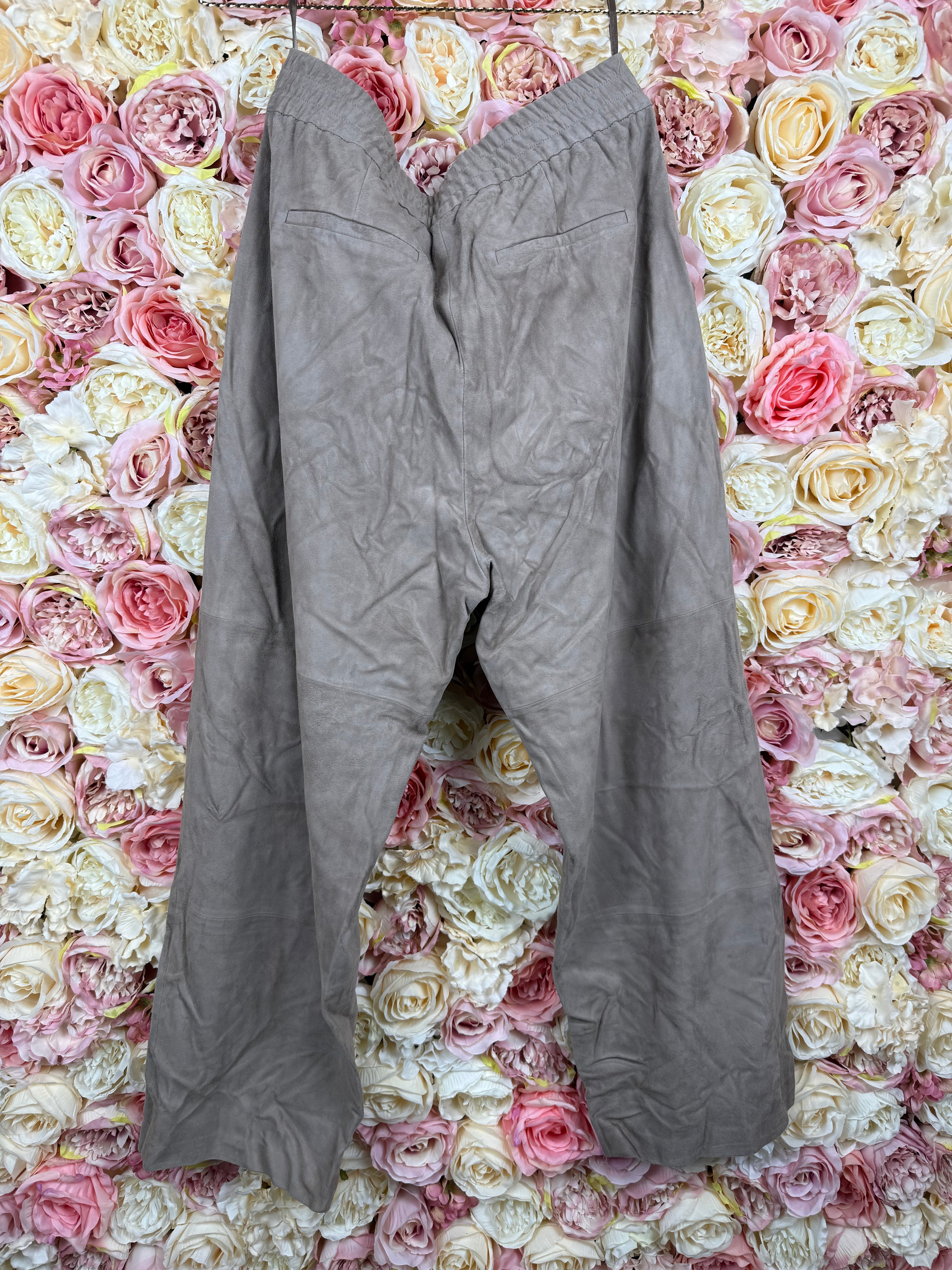 Iris von Arnim Leather Pants Grey & Taupe Sz. 42 DE