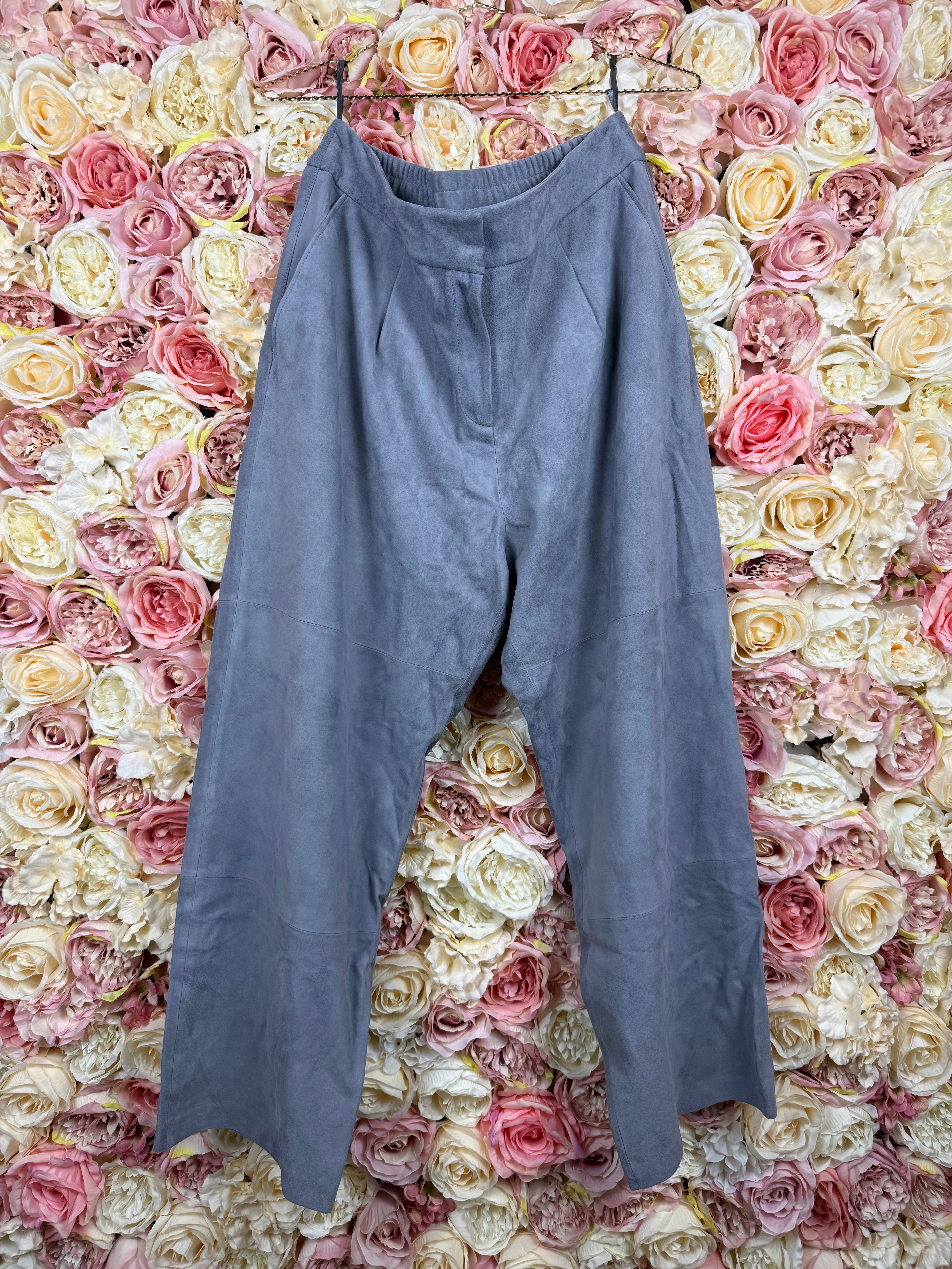 Iris von Arnim Leather Pants Grey & Taupe Sz. 42 DE