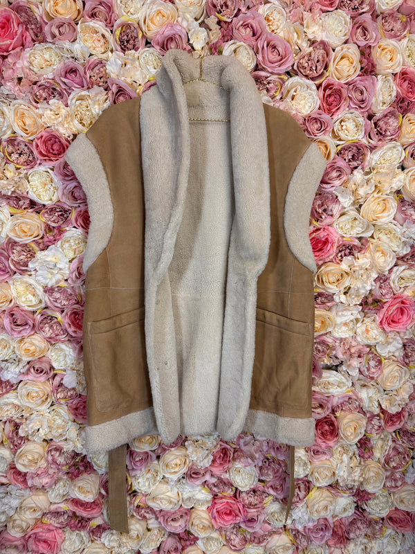 Massimo Dutti Lambskin Vest Beige