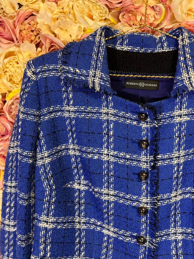 Roberto Quaglia Check Blazer Blue