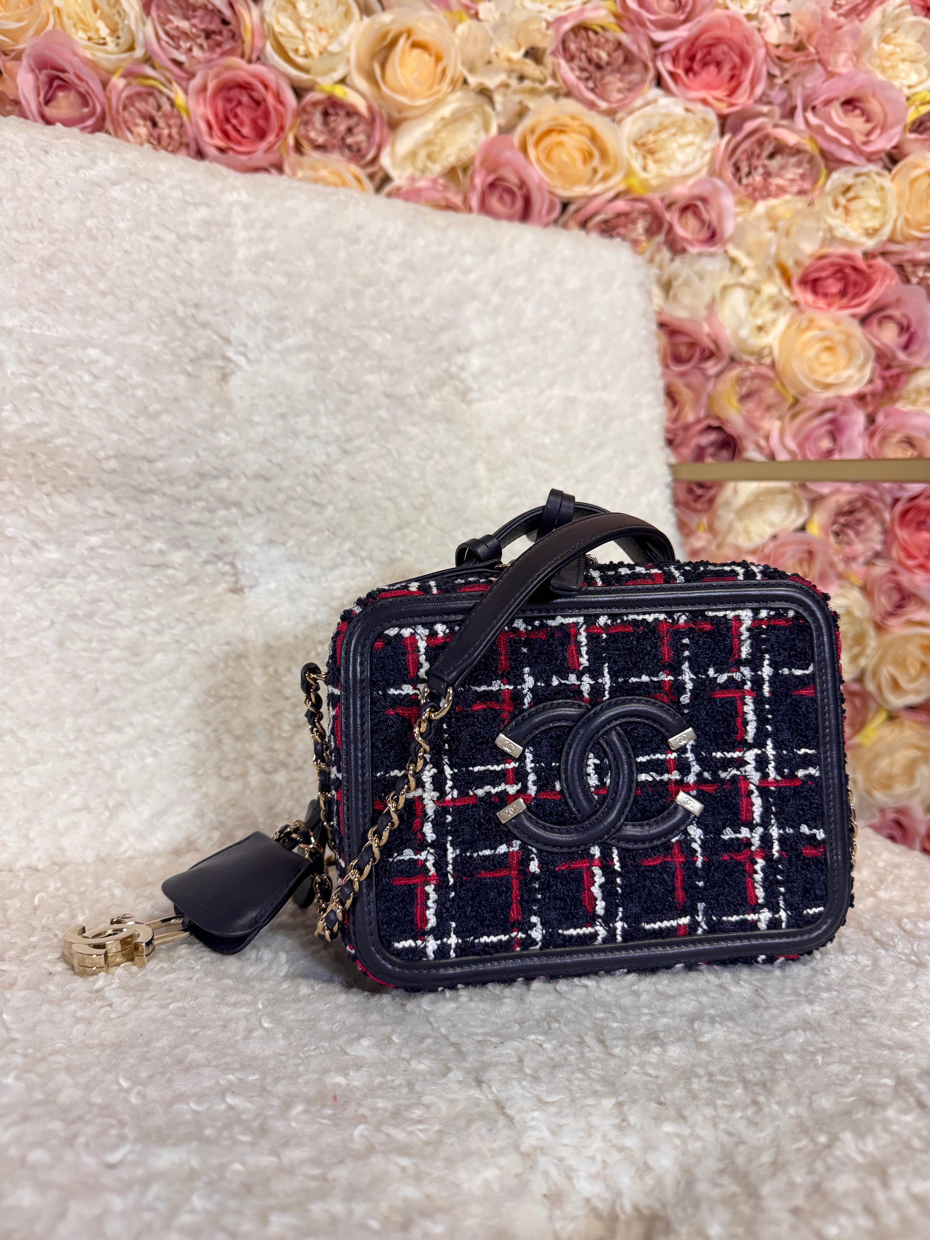 Chanel Vanity Bag Tweed Blue Red White