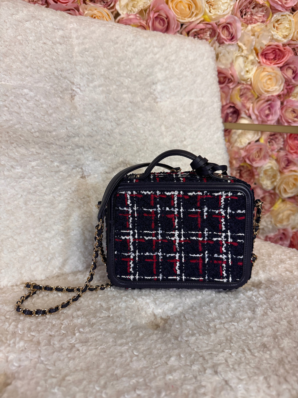 Chanel Vanity Bag Tweed Blue Red White