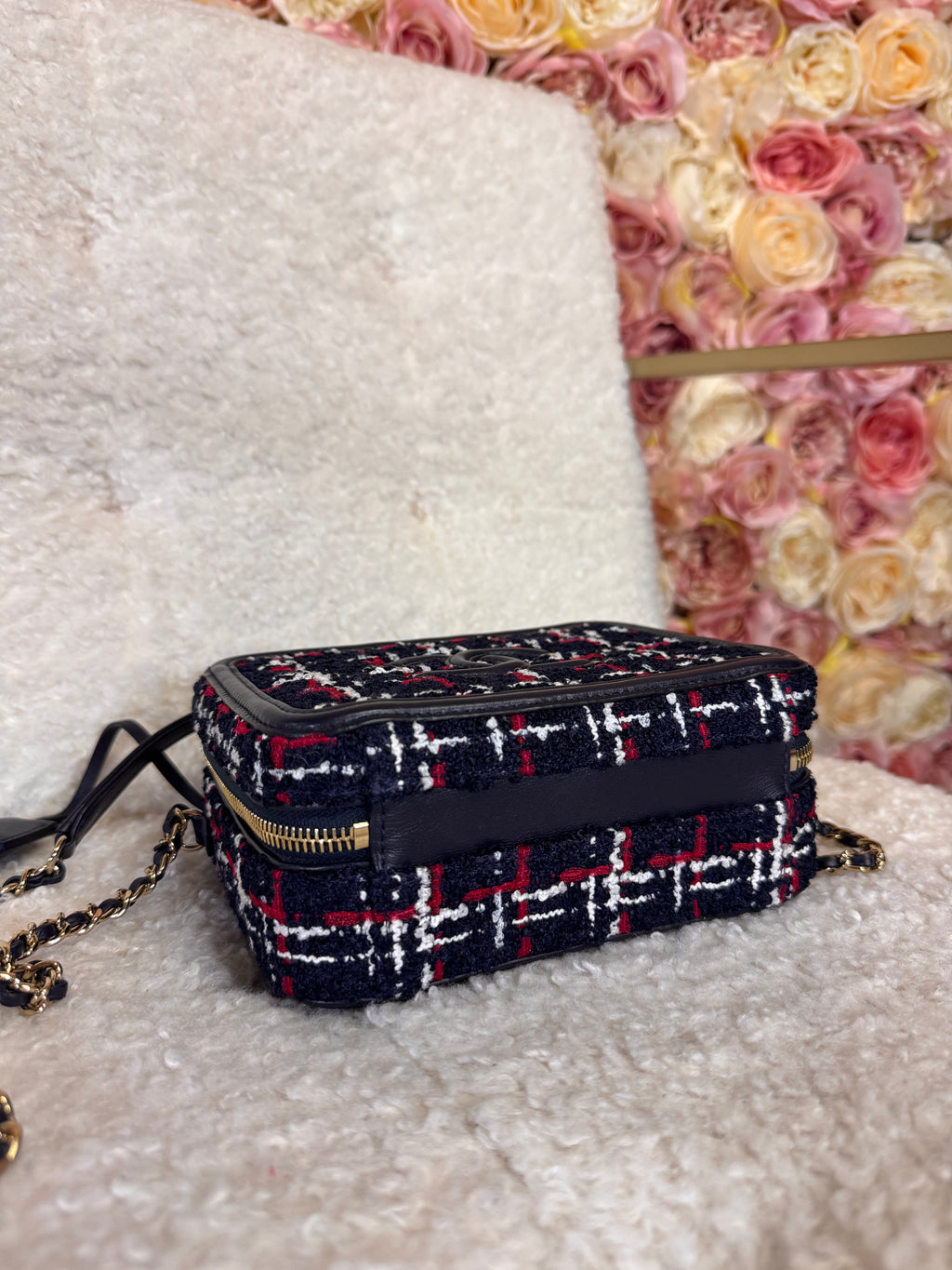 Chanel Vanity Bag Tweed Blue Red White