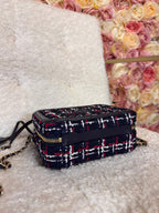 Chanel Vanity Bag Tweed Blue Red White