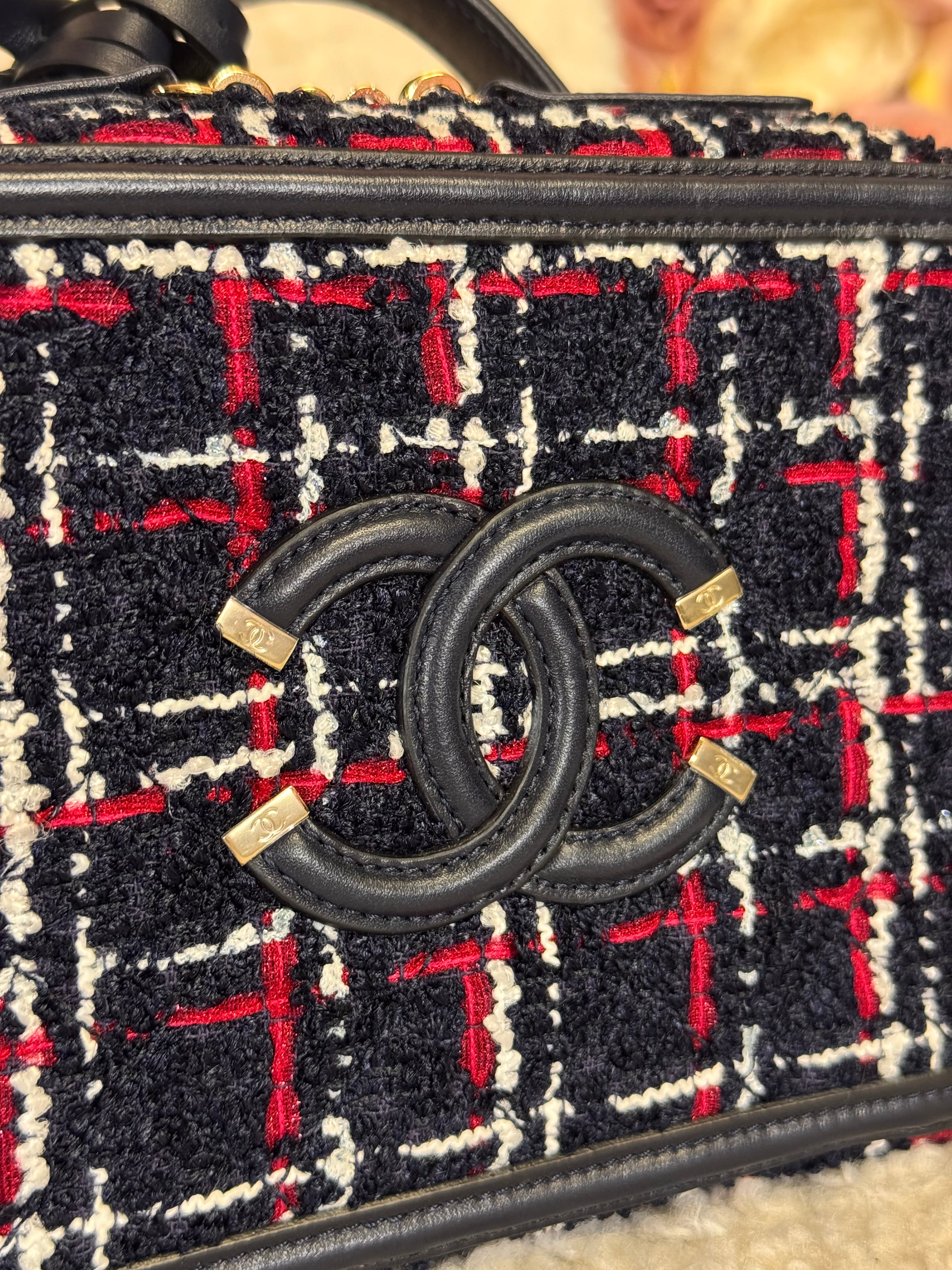 Chanel Vanity Bag Tweed Blue Red White