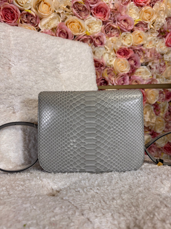 Celine Medium Python Classic Box Bag Grey GHDW