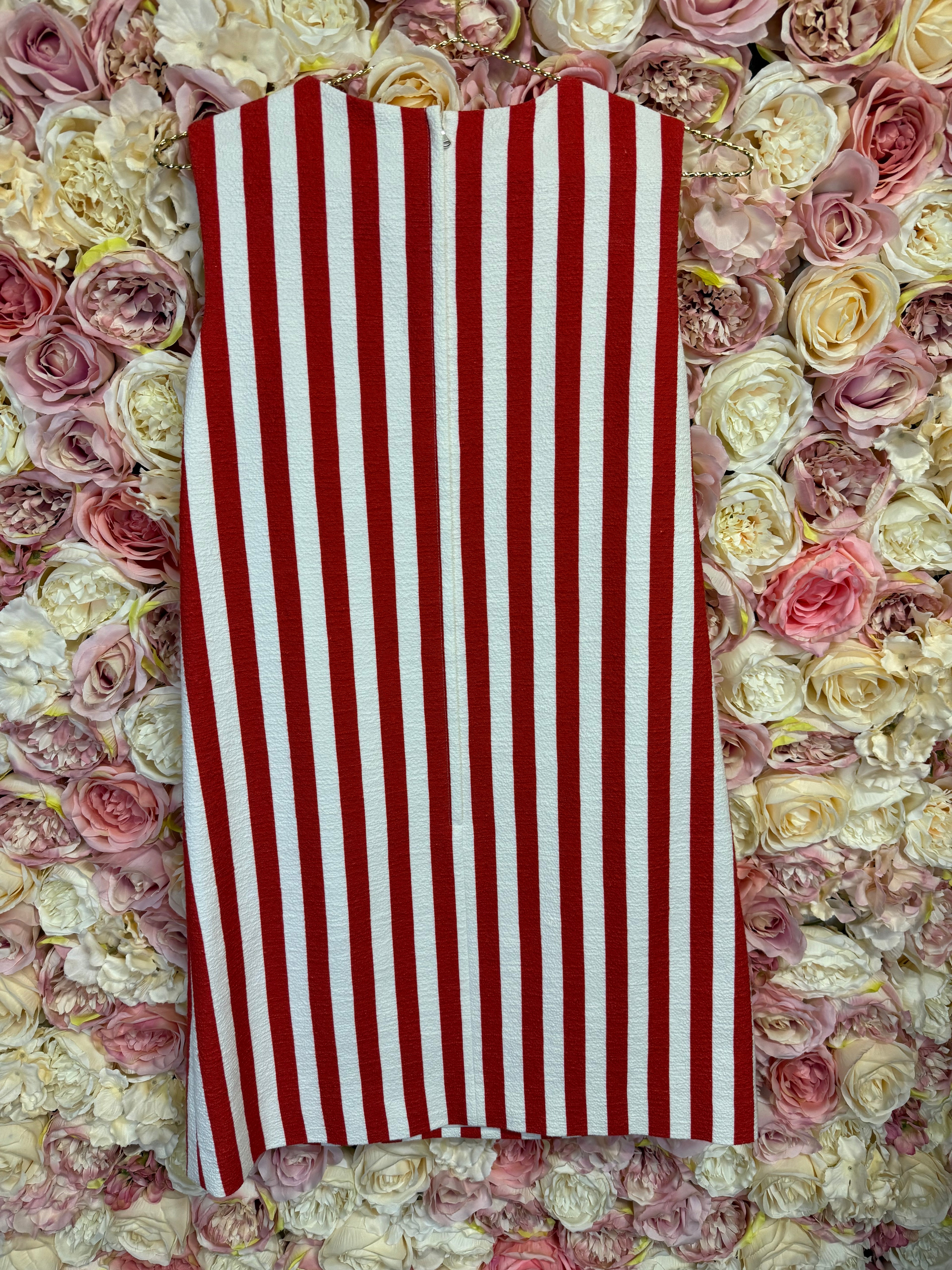 Dolce & Gabbana Straight Cut Striped Dress White Red Sz. 32 DE