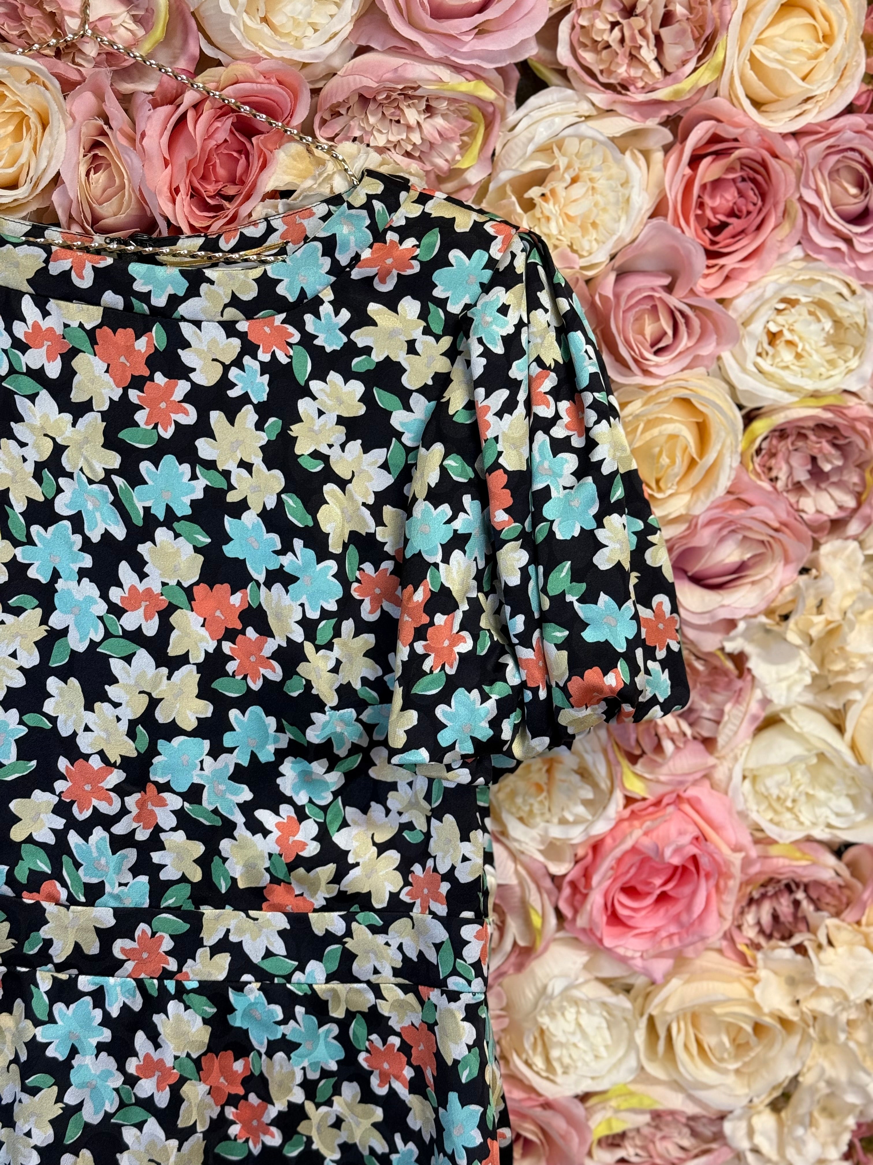Saint Laurent Floral Silk Dress Multi Sz. 40 DE