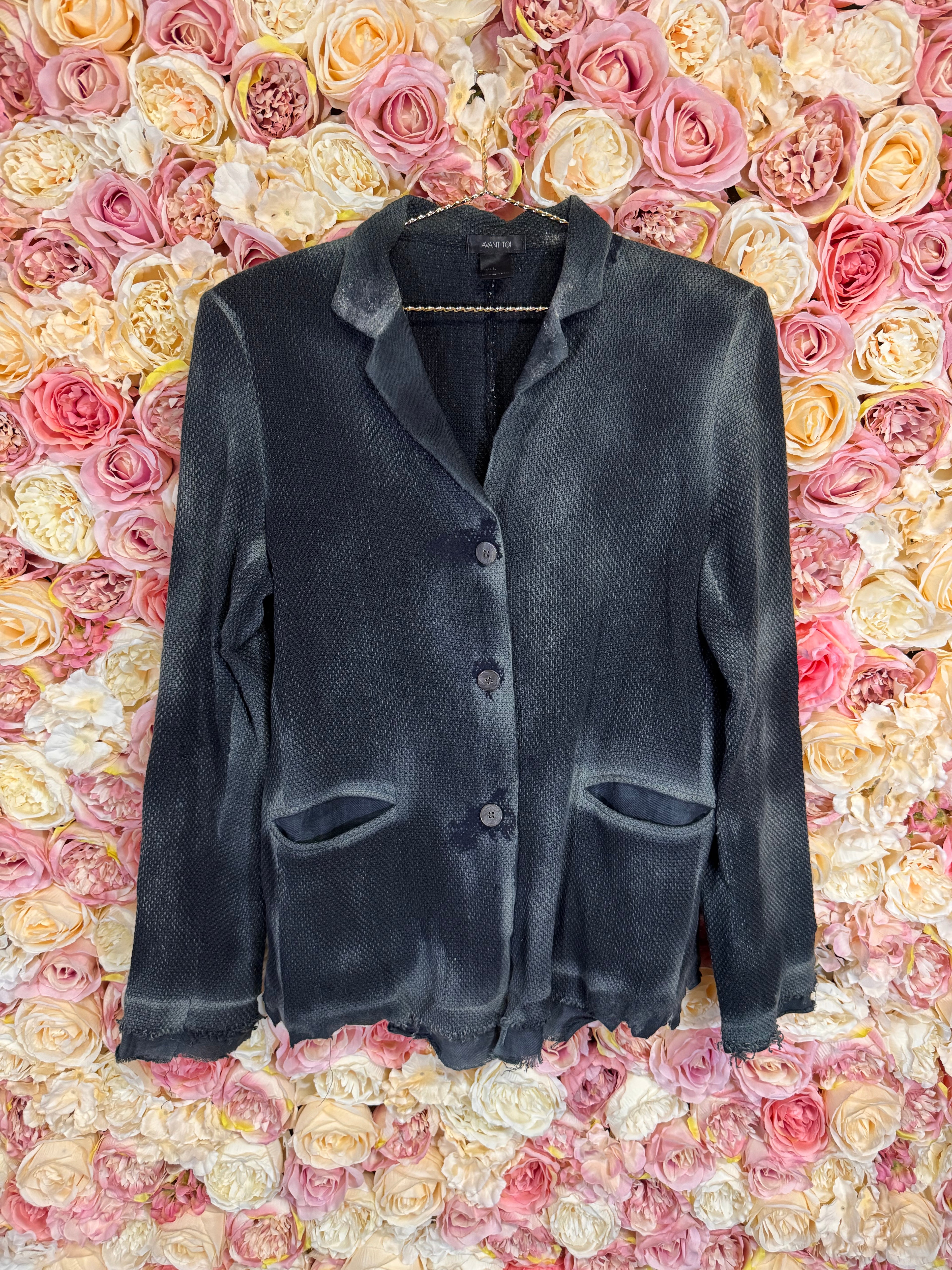 Avant Toi Thick Linen Blazer Petrol