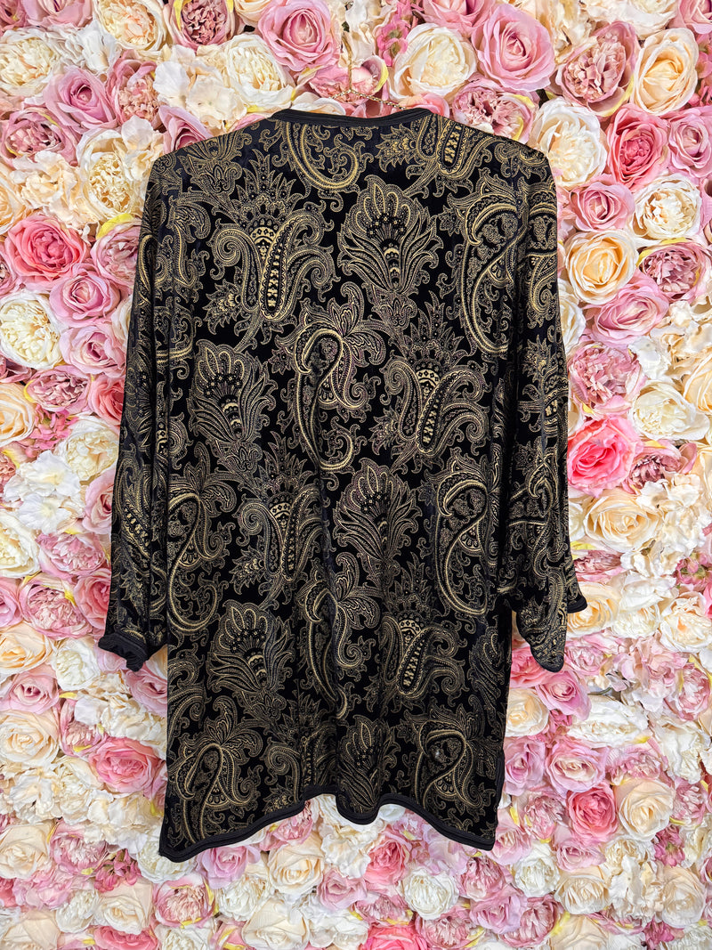 Etro Velvet Jacket with Paisley Print Black Gold