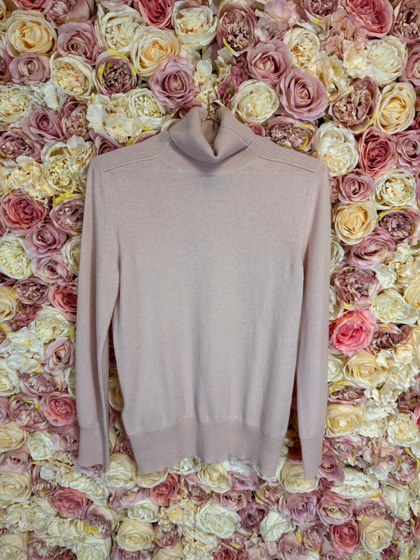 Stefanel Cashmere Sweater Turtleneck Light Pink & Beige