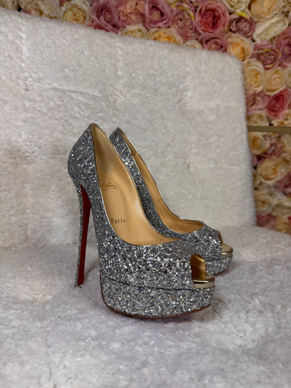 Louboutin Heels 16cm Silver