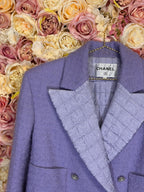 Chanel Tweed Jacket FW21 with Gold Buttons Lavender