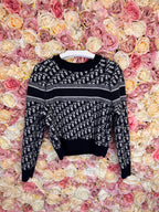 Dior Cashmere Crew Neck Sweater Reversible Blue White