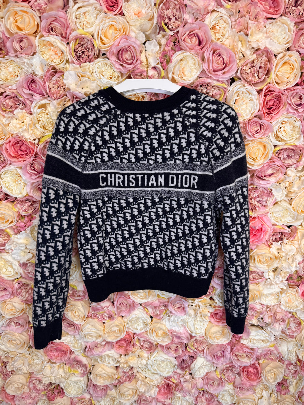 Dior Cashmere Crew Neck Sweater Reversible Blue White