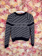 Dior Cashmere Crew Neck Sweater Reversible Blue White