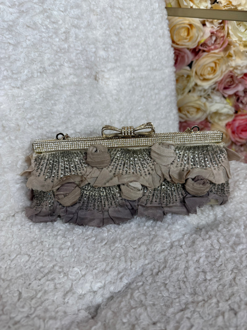 Valentino Evening Bag with Swarovski Crystals Grey Silver