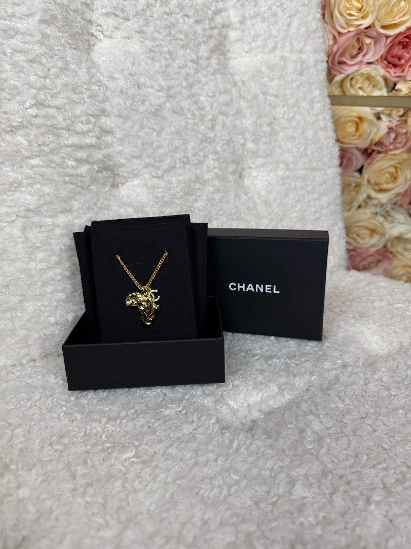 Chanel Gold Plated Africa Necklace