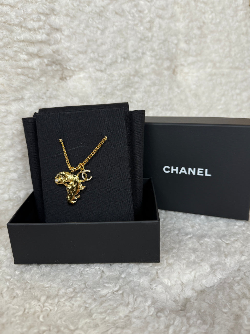 Chanel Gold Plated Africa Necklace