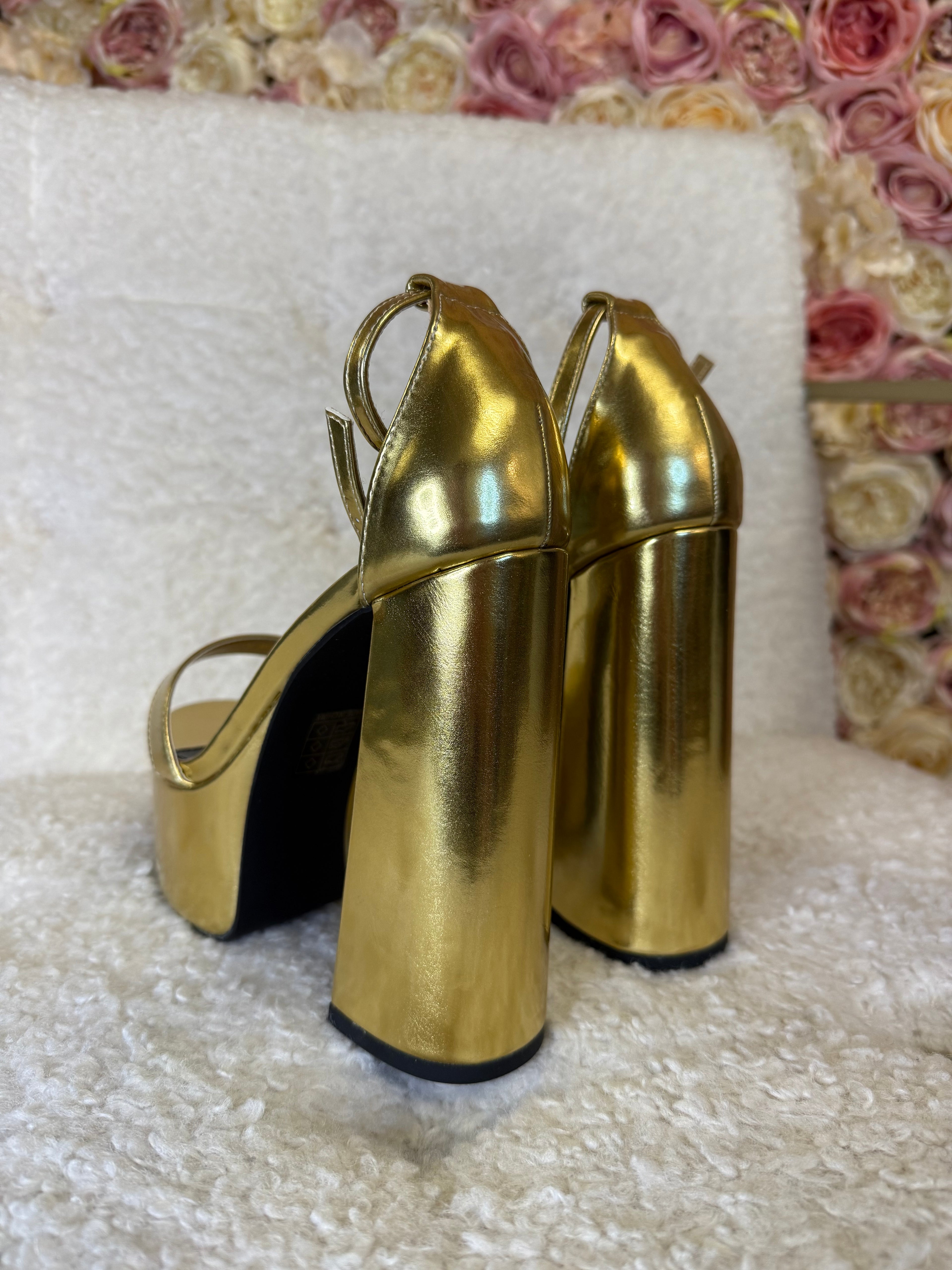 Public Desire Platform Heels Gold Sz. 39 EU
