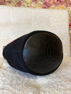 Chanel Embroidered Wool Bucket Bag with Calfskin Leather Black