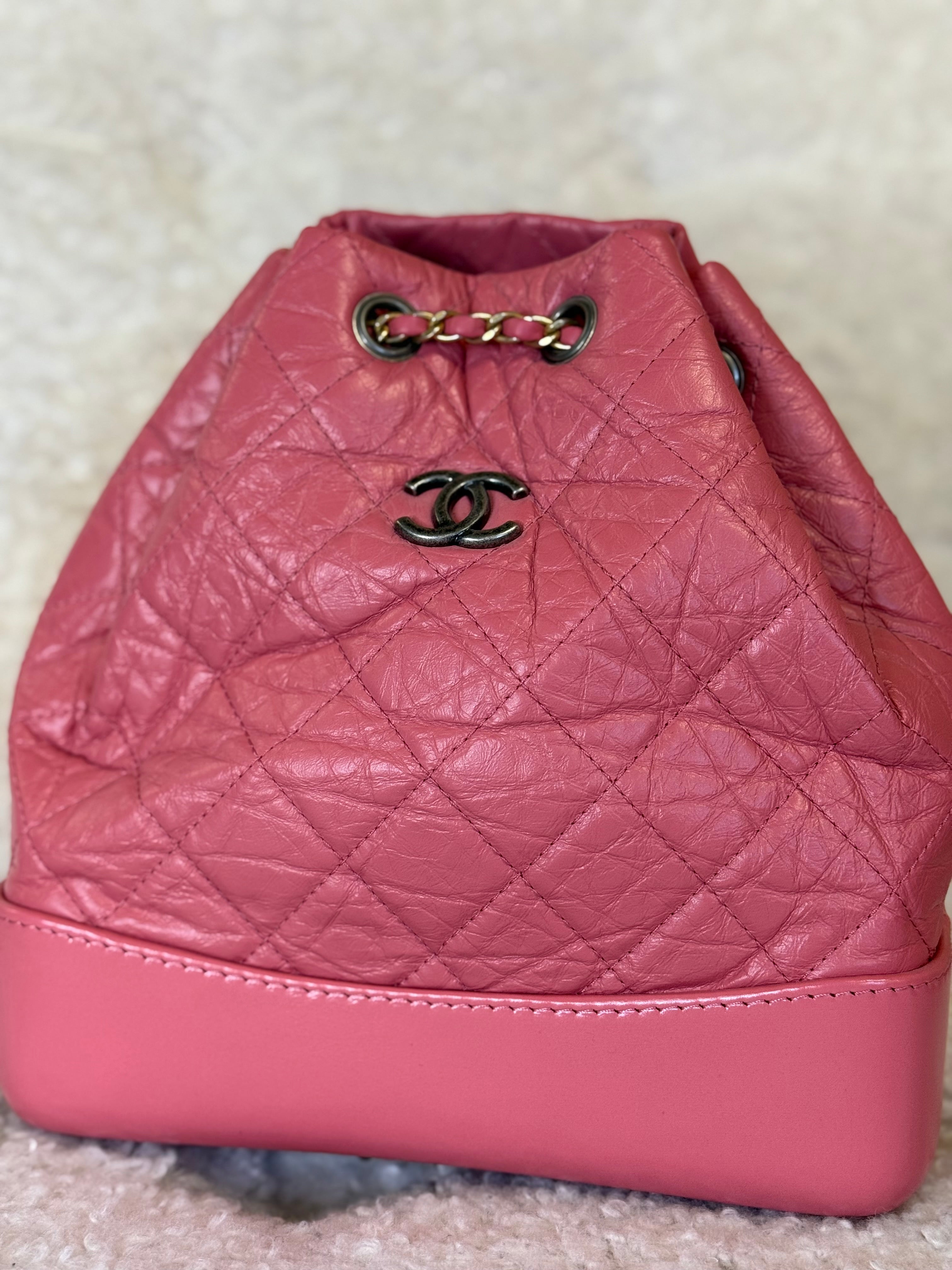 Chanel Gabrielle Quilted Calfskin Leather Backpack Pink