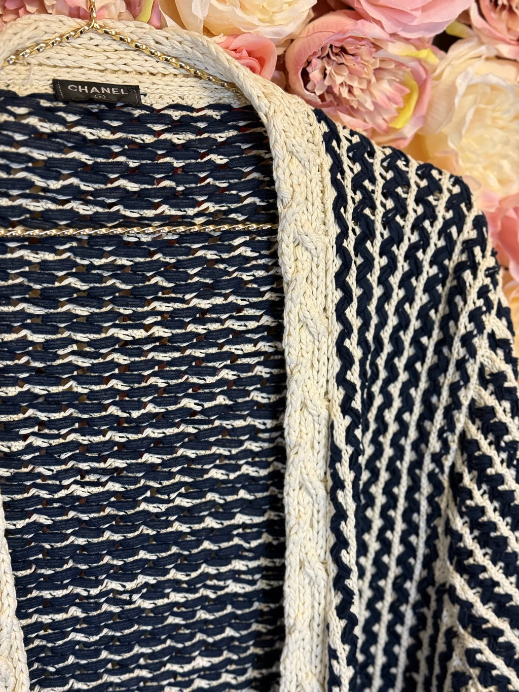 Chanel Knit Cardigan Blue White Sz. 42 DE