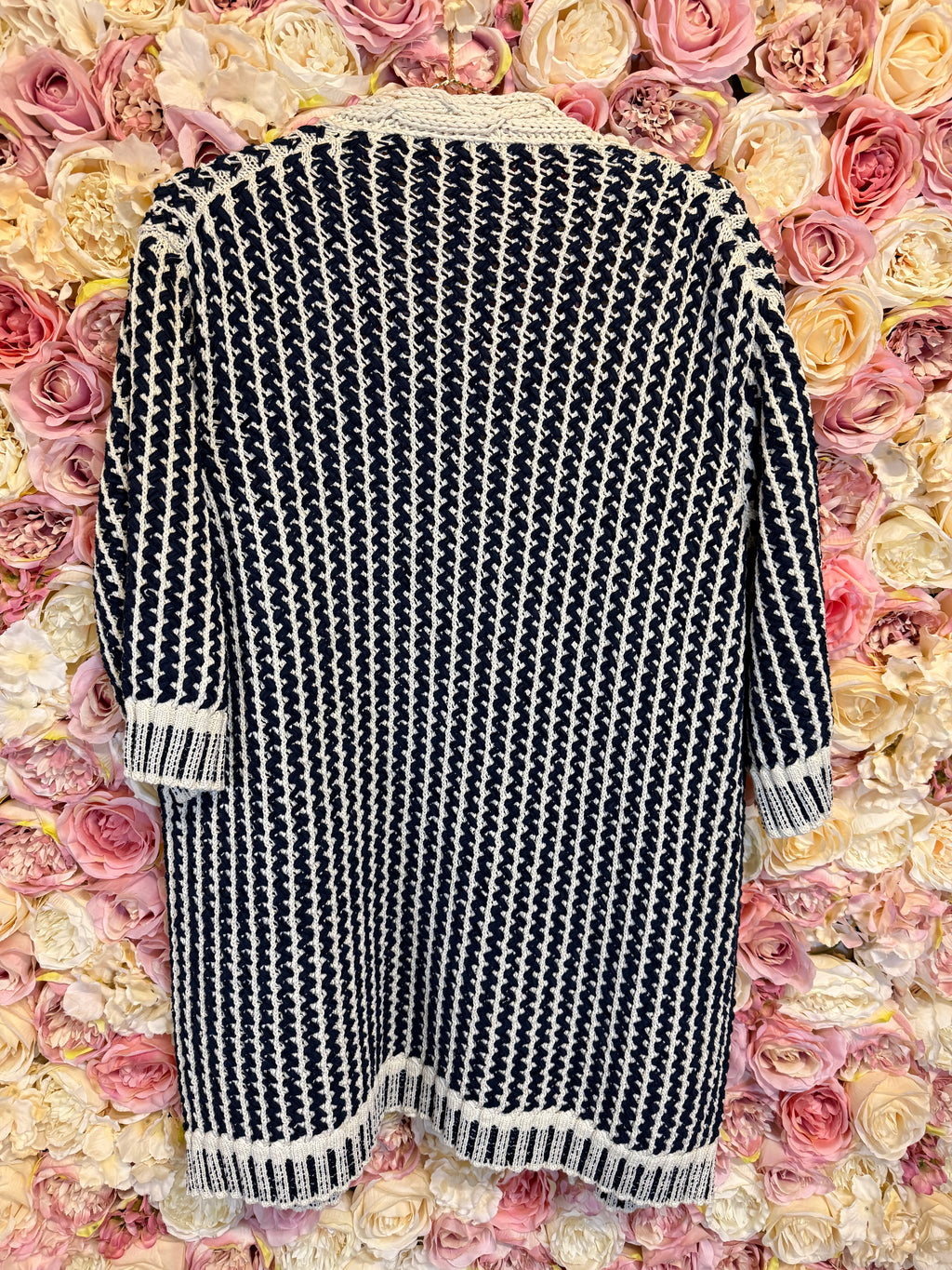 Chanel Knit Cardigan Blue White Sz. 42 DE